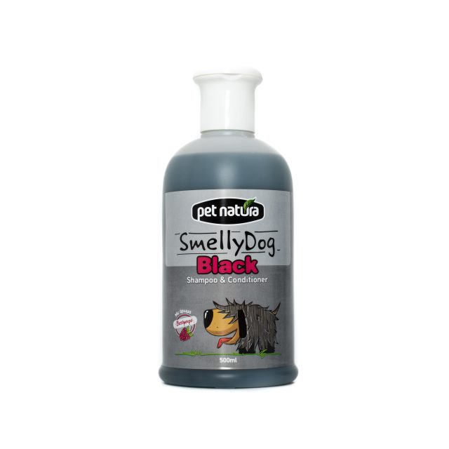Şampon plus balsam PET NATURA SMELLY DOG BLACK - pentru blana închisă la culoare