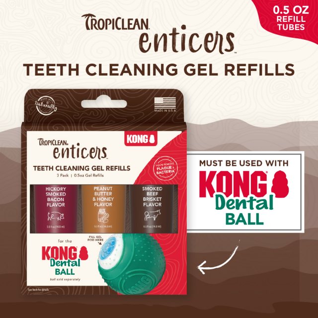 Set refill gel dentar Enticers - aromă de șuncă de porc afumată & aromă de piept de vită afumat & aromă de unt de arahide și miere